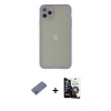 MARSİLYAN™- iPhone 12 Pro Max Kılıf Ahenk Çizgi Serisi - Şeffaf Temperli Cam Ekran Koruyucu + Metal Kamera Lens Koruma Cam - GD