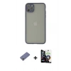 MARSİLYAN™- iPhone 12 Pro Max Kılıf Ahenk Çizgi Serisi - Şeffaf Temperli Cam Ekran Koruyucu + Metal Kamera Lens Koruma Cam - GD