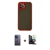 MARSİLYAN™- iPhone 12 Pro Max Kılıf Ahenk Çizgi Serisi - Şeffaf Temperli Cam Ekran Koruyucu + Neon Fosforlu Kamera Lens - MI