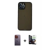 MARSİLYAN™- iPhone 12 Pro Max Kılıf Ahenk Çizgi Serisi - Şeffaf Temperli Cam Ekran Koruyucu + Neon Fosforlu Kamera Lens - TU