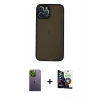 MARSİLYAN™- iPhone 12 Pro Max Kılıf Ahenk Çizgi Serisi - Şeffaf Temperli Cam Ekran Koruyucu + Neon Fosforlu Kamera Lens - YL