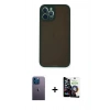 MARSİLYAN™- iPhone 12 Pro Max Kılıf Ahenk Çizgi Serisi - Şeffaf Temperli Cam Ekran Koruyucu + Neon Fosforlu Kamera Lens - MI