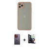 MARSİLYAN™- iPhone 12 Pro Max Kılıf Ahenk Çizgi Serisi - Şeffaf Temperli Cam Ekran Koruyucu + Neon Fosforlu Kamera Lens - TU