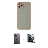MARSİLYAN™- iPhone 12 Pro Max Kılıf Ahenk Çizgi Serisi - Şeffaf Temperli Cam Ekran Koruyucu + Neon Fosforlu Kamera Lens - SI