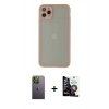 MARSİLYAN™- iPhone 12 Pro Max Kılıf Ahenk Çizgi Serisi - Şeffaf Temperli Cam Ekran Koruyucu + Neon Fosforlu Kamera Lens - YL