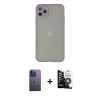 MARSİLYAN™- iPhone 12 Pro Max Kılıf Ahenk Çizgi Serisi - Şeffaf Temperli Cam Ekran Koruyucu + Neon Fosforlu Kamera Lens - MI