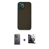 MARSİLYAN™- iPhone 12 Pro Max Kılıf Ahenk Çizgi Serisi - Şeffaf Temperli Cam Ekran Koruyucu + Neon Fosforlu Kamera Lens - YL
