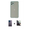 MARSİLYAN™- iPhone 12 Pro Max Kılıf Ahenk Çizgi Serisi - Şeffaf Temperli Cam Ekran Koruyucu + Neon Fosforlu Kamera Lens - MI