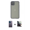 MARSİLYAN™- iPhone 12 Pro Max Kılıf Ahenk Çizgi Serisi - Şeffaf Temperli Cam Ekran Koruyucu + Neon Fosforlu Kamera Lens - MI