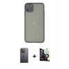 MARSİLYAN™- iPhone 12 Pro Max Kılıf Ahenk Çizgi Serisi - Şeffaf Temperli Cam Ekran Koruyucu + Neon Fosforlu Kamera Lens - YL