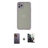 MARSİLYAN™- iPhone 12 Pro Max Kılıf Ahenk Çizgi Serisi - Şeffaf Temperli Cam Ekran Koruyucu + Neon Fosforlu Kamera Lens - SI