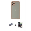 MARSİLYAN™- iPhone 12 Pro Max Kılıf Ahenk Çizgi Serisi - Şeffaf Temperli Cam Ekran Koruyucu + Renkli Kamera Lens Koruma Cam - SI