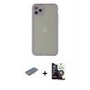 MARSİLYAN™- iPhone 12 Pro Max Kılıf Ahenk Çizgi Serisi - Şeffaf Temperli Cam Ekran Koruyucu + Renkli Kamera Lens Koruma Cam - PE