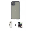 MARSİLYAN™- iPhone 12 Pro Max Kılıf Ahenk Çizgi Serisi - Şeffaf Temperli Cam Ekran Koruyucu + Shine Kamera Lens - GD