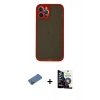 MARSİLYAN™- iPhone 12 Pro Max Kılıf Ahenk Çizgi Serisi - Şeffaf Temperli Cam Ekran Koruyucu + Shine Kamera Lens Koruma Cam - GD