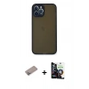 MARSİLYAN™- iPhone 12 Pro Max Kılıf Ahenk Çizgi Serisi - Şeffaf Temperli Cam Ekran Koruyucu + Shine Kamera Lens Koruma Cam - SABE