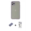 MARSİLYAN™- iPhone 12 Pro Max Kılıf Ahenk Çizgi Serisi - Şeffaf Uv Polymer Nano Ekran Koruyucu + Metal Kamera Lens Koruma Cam - GD