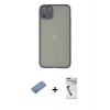 MARSİLYAN™- iPhone 12 Pro Max Kılıf Ahenk Çizgi Serisi - Şeffaf Uv Polymer Nano Ekran Koruyucu + Shine Kamera Lens Koruma Cam - GS