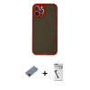 MARSİLYAN™- iPhone 12 Pro Max Kılıf Ahenk Çizgi Serisi - Şeffaf Uv Polymer Nano Ekran Koruyucu + Metal Kamera Lens Koruma Cam - KI