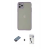 MARSİLYAN™- iPhone 12 Pro Max Kılıf Ahenk Çizgi Serisi - Şeffaf Uv Polymer Nano Ekran Koruyucu + Metal Kamera Lens Koruma Cam - KI
