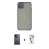 MARSİLYAN™- iPhone 12 Pro Max Kılıf Ahenk Çizgi Serisi - Şeffaf Uv Polymer Nano Ekran Koruyucu + Neon Fosforlu Kamera Lens - MI