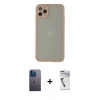 MARSİLYAN™- iPhone 12 Pro Max Kılıf Ahenk Çizgi Serisi - Şeffaf Uv Polymer Nano Ekran Koruyucu + Neon Fosforlu Kamera Lens - MI