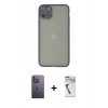 MARSİLYAN™- iPhone 12 Pro Max Kılıf Ahenk Çizgi Serisi - Şeffaf Uv Polymer Nano Ekran Koruyucu + Neon Fosforlu Kamera Lens - BZ