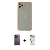 MARSİLYAN™- iPhone 12 Pro Max Kılıf Ahenk Çizgi Serisi - Şeffaf Uv Polymer Nano Ekran Koruyucu + Neon Fosforlu Kamera Lens - TU