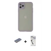 MARSİLYAN™- iPhone 12 Pro Max Kılıf Ahenk Çizgi Serisi - Şeffaf Uv Polymer Nano Ekran Koruyucu + Renkli Kamera Lens Koruma Cam - SI