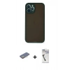 MARSİLYAN™- iPhone 12 Pro Max Kılıf Ahenk Çizgi Serisi - Şeffaf Uv Polymer Nano Ekran Koruyucu + Renkli Kamera Lens Koruma Cam - SI