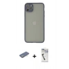 MARSİLYAN™- iPhone 12 Pro Max Kılıf Ahenk Çizgi Serisi - Şeffaf Uv Polymer Nano Ekran Koruyucu + Renkli Kamera Lens Koruma Cam - YL