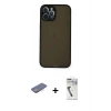 MARSİLYAN™- iPhone 12 Pro Max Kılıf Ahenk Çizgi Serisi - Şeffaf Uv Polymer Nano Ekran Koruyucu + Renkli Kamera Lens Koruma Cam - PE