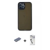 MARSİLYAN™- iPhone 12 Pro Max Kılıf Ahenk Çizgi Serisi - Şeffaf Uv Polymer Nano Ekran Koruyucu + Renkli Kamera Lens Koruma Cam - YL