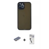 MARSİLYAN™- iPhone 12 Pro Max Kılıf Ahenk Çizgi Serisi - Şeffaf Uv Polymer Nano Ekran Koruyucu + Renkli Kamera Lens Koruma Cam - SI