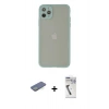 MARSİLYAN™- iPhone 12 Pro Max Kılıf Ahenk Çizgi Serisi - Şeffaf Uv Polymer Nano Ekran Koruyucu + Renkli Kamera Lens Koruma Cam - YL