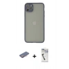 MARSİLYAN™- iPhone 12 Pro Max Kılıf Ahenk Çizgi Serisi - Şeffaf Uv Polymer Nano Ekran Koruyucu + Renkli Kamera Lens Koruma Cam - PE