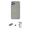 MARSİLYAN™- iPhone 12 Pro Max Kılıf Ahenk Çizgi Serisi - Şeffaf Uv Polymer Nano Ekran Koruyucu + Renkli Kamera Lens Koruma Cam - PE