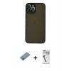 MARSİLYAN™- iPhone 12 Pro Max Kılıf Ahenk Çizgi Serisi - Şeffaf Uv Polymer Nano Ekran Koruyucu + Shine Kamera Lens Koruma Cam - GI