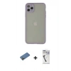 MARSİLYAN™- iPhone 12 Pro Max Kılıf Ahenk Çizgi Serisi - Şeffaf Uv Polymer Nano Ekran Koruyucu + Shine Kamera Lens Koruma Cam - GD