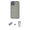 MARSİLYAN™- iPhone 12 Pro Max Kılıf Ahenk Çizgi Serisi - Şeffaf Uv Polymer Nano Ekran Koruyucu + Shine Kamera Lens Koruma Cam - PE
