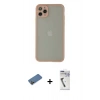 MARSİLYAN™- iPhone 12 Pro Max Kılıf Ahenk Çizgi Serisi - Şeffaf Uv Polymer Nano Ekran Koruyucu + Shine Kamera Lens Koruma Cam - GD