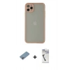 MARSİLYAN™- iPhone 12 Pro Max Kılıf Ahenk Çizgi Serisi - Şeffaf Uv Polymer Nano Ekran Koruyucu + Shine Kamera Lens Koruma Cam - GI