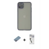 MARSİLYAN™- iPhone 12 Pro Max Kılıf Ahenk Çizgi Serisi - Şeffaf Uv Polymer Nano Ekran Koruyucu + Shine Kamera Lens Koruma Cam - GI