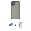 MARSİLYAN™- iPhone 12 Pro Max Kılıf Ahenk Çizgi Serisi - Şeffaf Uv Polymer Nano Ekran Koruyucu + Shine Kamera Lens Koruma Cam - GD