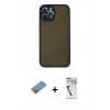 MARSİLYAN™- iPhone 12 Pro Max Kılıf Ahenk Çizgi Serisi - Şeffaf Uv Polymer Nano Ekran Koruyucu + Shine Kamera Lens Koruma Cam - GI