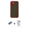 MARSİLYAN™- iPhone 12 Pro Max Kılıf Ahenk Çizgi Serisi - Şeffaf Uv Polymer Nano Ekran Koruyucu + Shine Kamera Lens Koruma Cam - GD