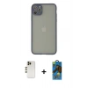 MARSİLYAN™- iPhone 12 Pro Max Kılıf Ahenk Çizgi Serisi - Siyah 18D Cam Ekran Koruyucu + Shine Kamera Lens - GD