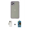 MARSİLYAN™- iPhone 12 Pro Max Kılıf Ahenk Çizgi Serisi - Siyah 18D Cam Ekran Koruyucu + Shine Kamera Lens - GD