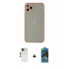 MARSİLYAN™- iPhone 12 Pro Max Kılıf Ahenk Çizgi Serisi - Siyah 18D Cam Ekran Koruyucu + Shine Kamera Lens - GD