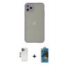 MARSİLYAN™- iPhone 12 Pro Max Kılıf Ahenk Çizgi Serisi - Siyah 18D Cam Ekran Koruyucu + Shine Kamera Lens - LT